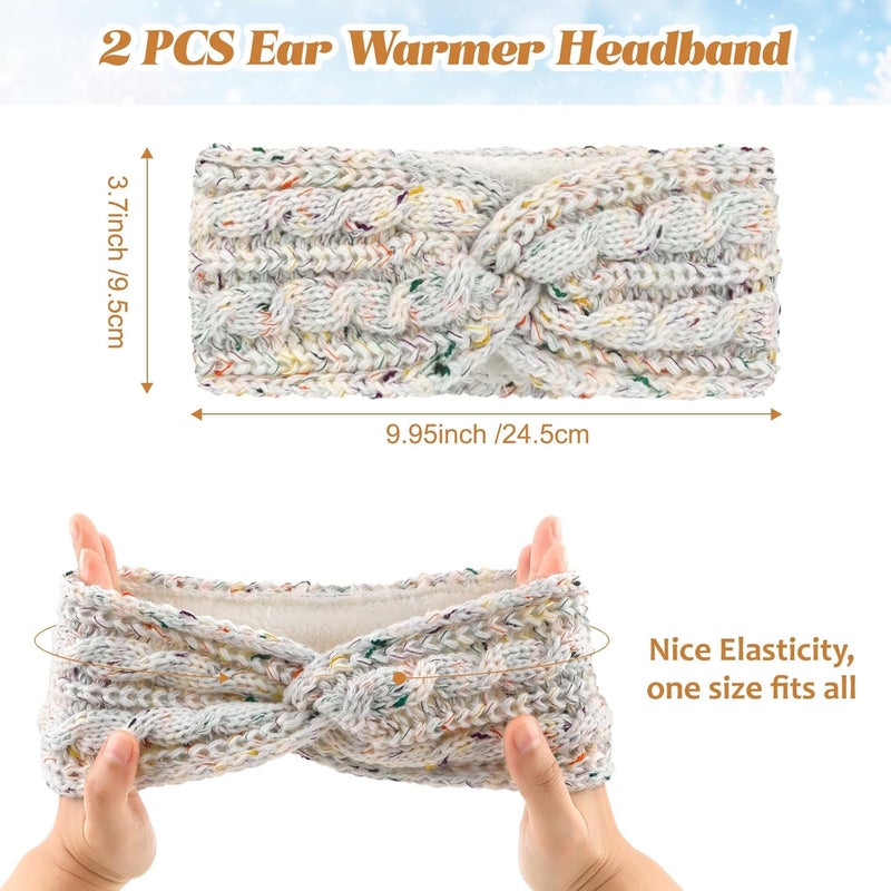Cavetee Headbands, 2 Pieces Winter Hairbands for Women - Warm Wool Ear Muffs, Crochet Headbands for Women, Elastic for Women Girls - Image 5